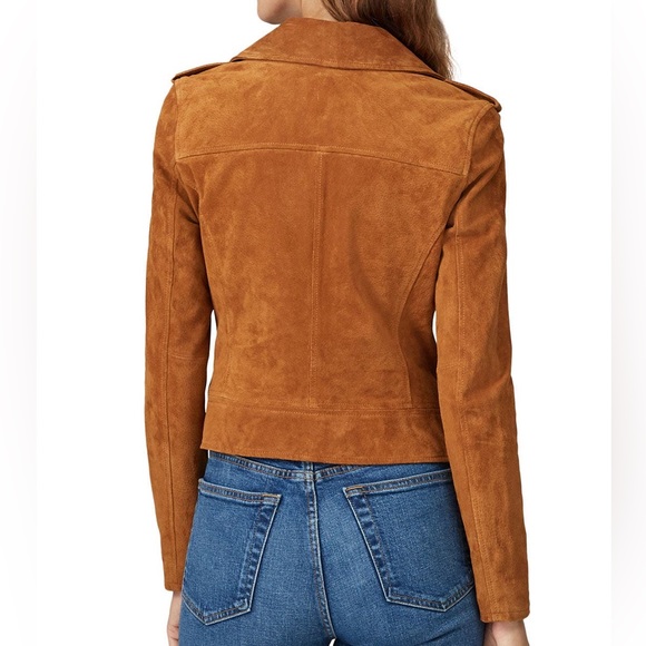 NWOT Slate & Willow Suede Moto Jacket in Brown Chestnut - Small - Picture 4 of 14